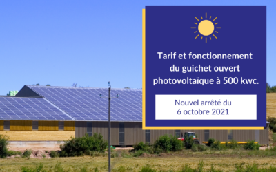 Arrêté du 6 octobre 2021 : Nouveau tarif de rachat de l’électricité photovoltaïque jusqu’à 500 kWc